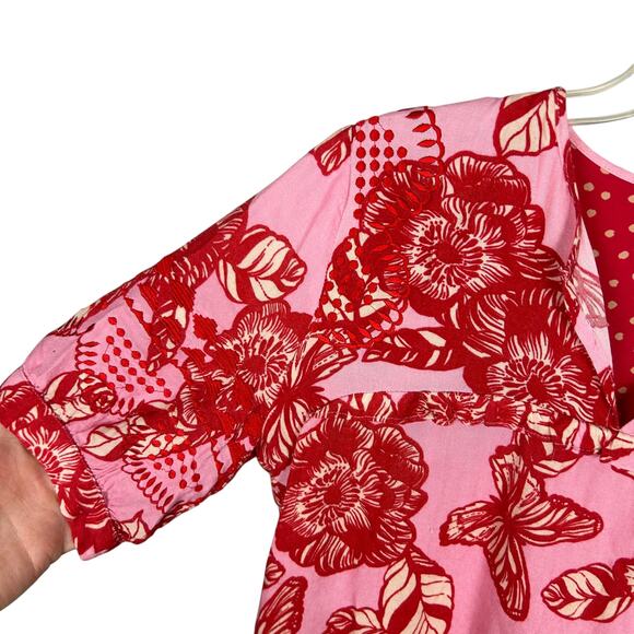 Anthropologie Vineet Bahl Pink Boho Flutter Sleeve V Neck Top XS - Picture 4 of 6